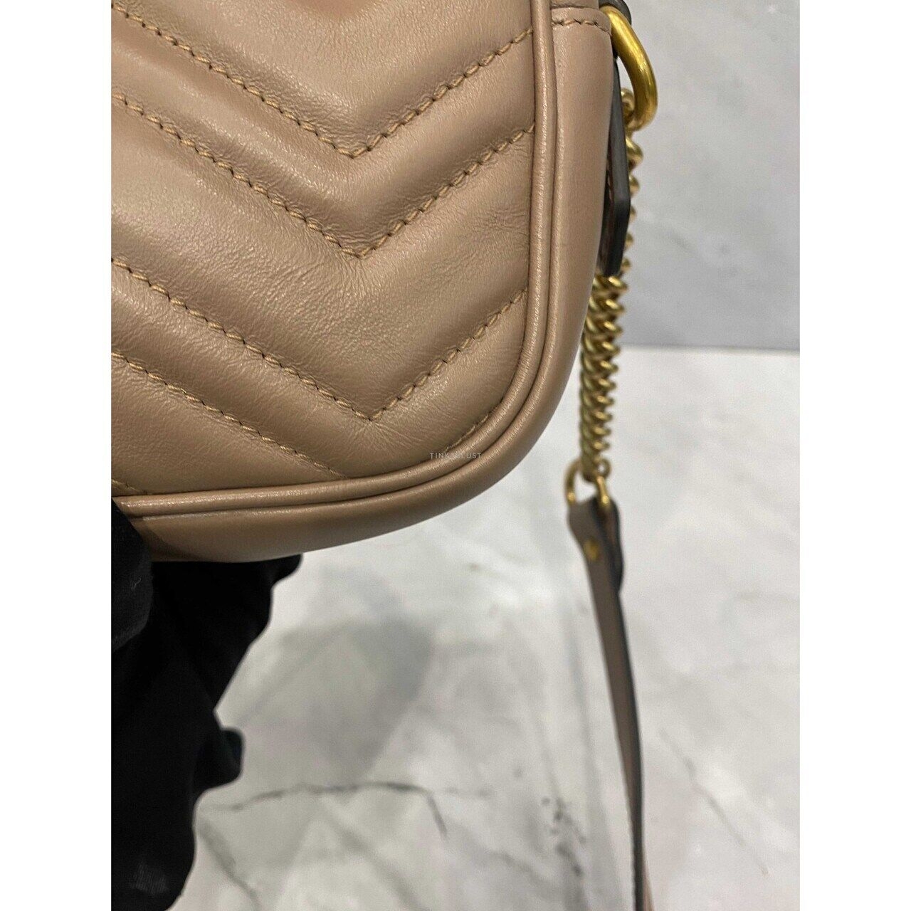 Gucci Marmont Mini Camera Bag Nude GHW Sling Bag