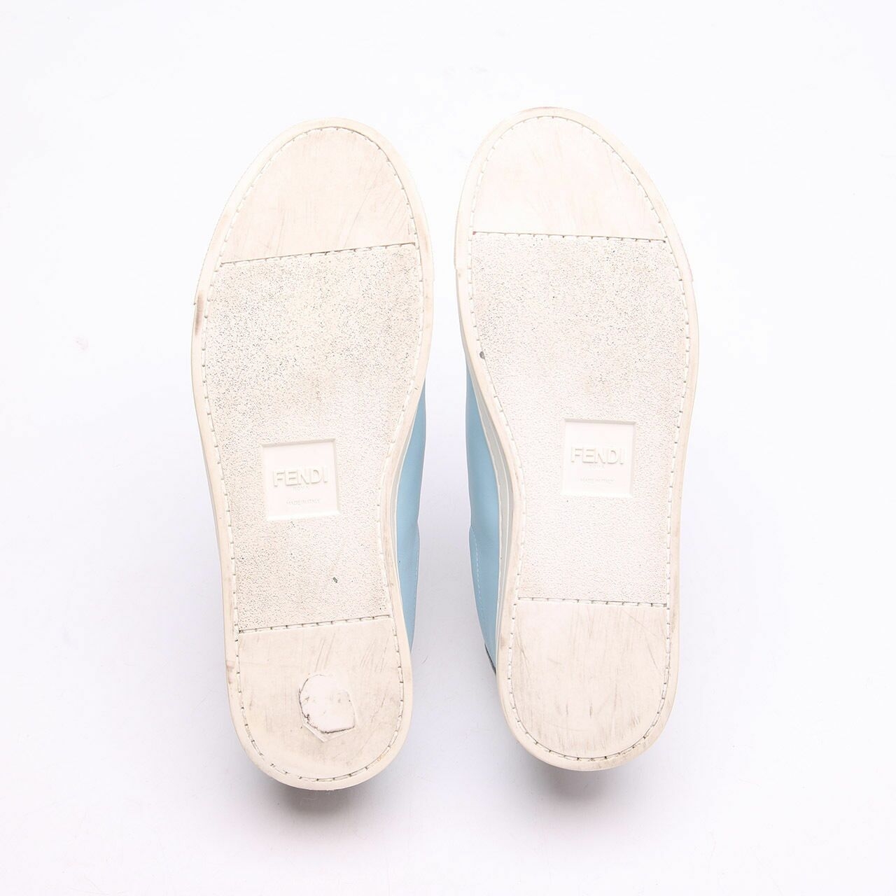 Fendi Rockoko Leather Blue Slip-On Sneakers