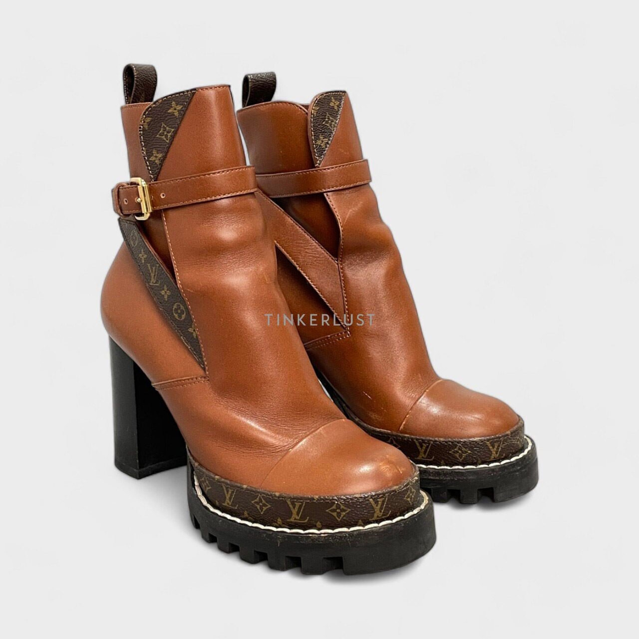 Louis Vuitton Brown Calfskin Monogram Star Trail Ankle Boots 