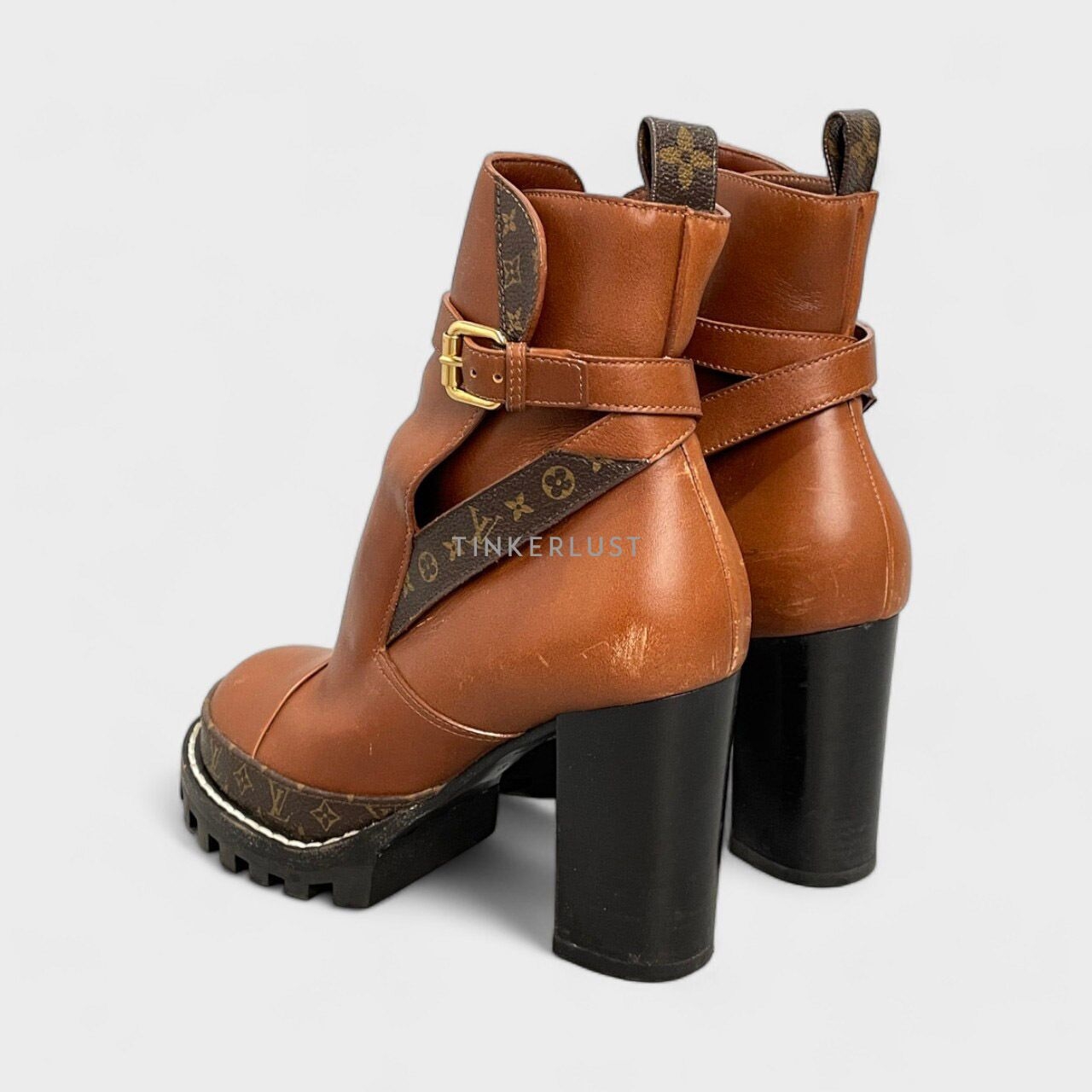 Louis Vuitton Brown Calfskin Monogram Star Trail Ankle Boots 