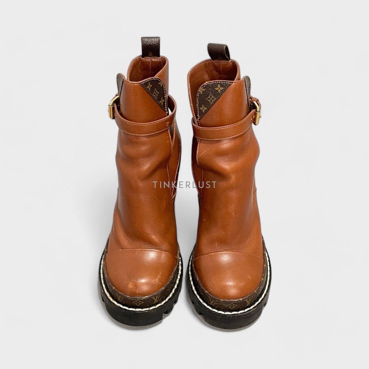 Louis Vuitton Brown Calfskin Monogram Star Trail Ankle Boots 