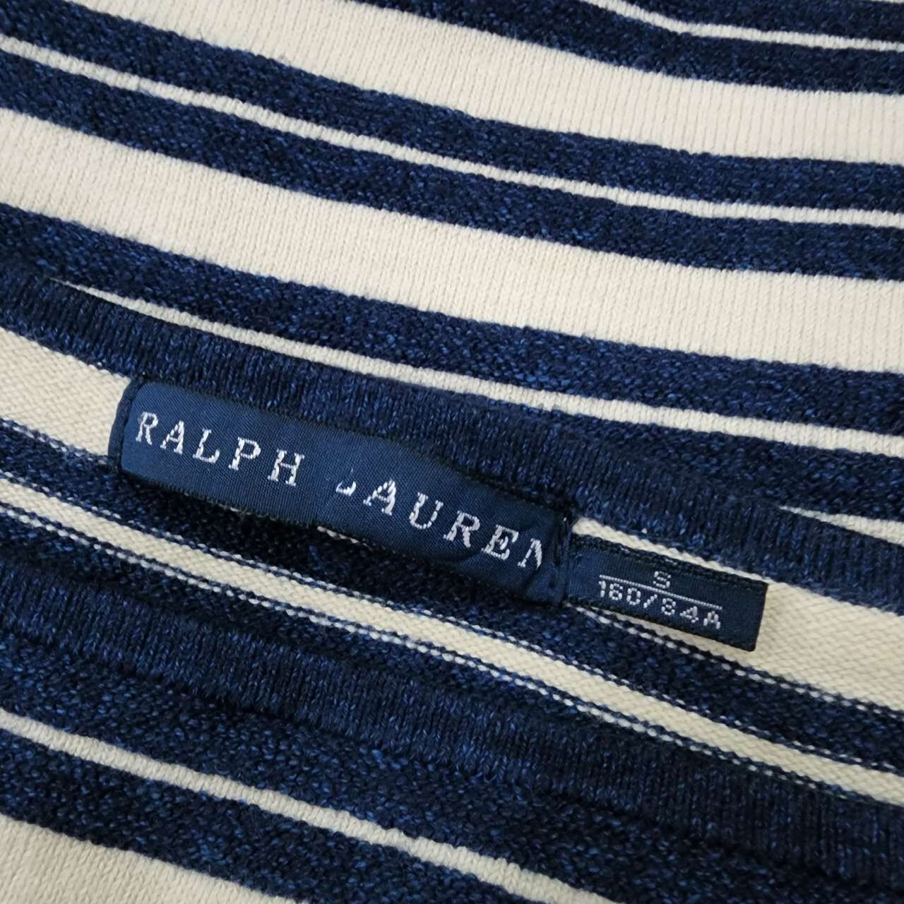 Ralph Lauren Navy & Cream Stripes Short Sleeve Blouse