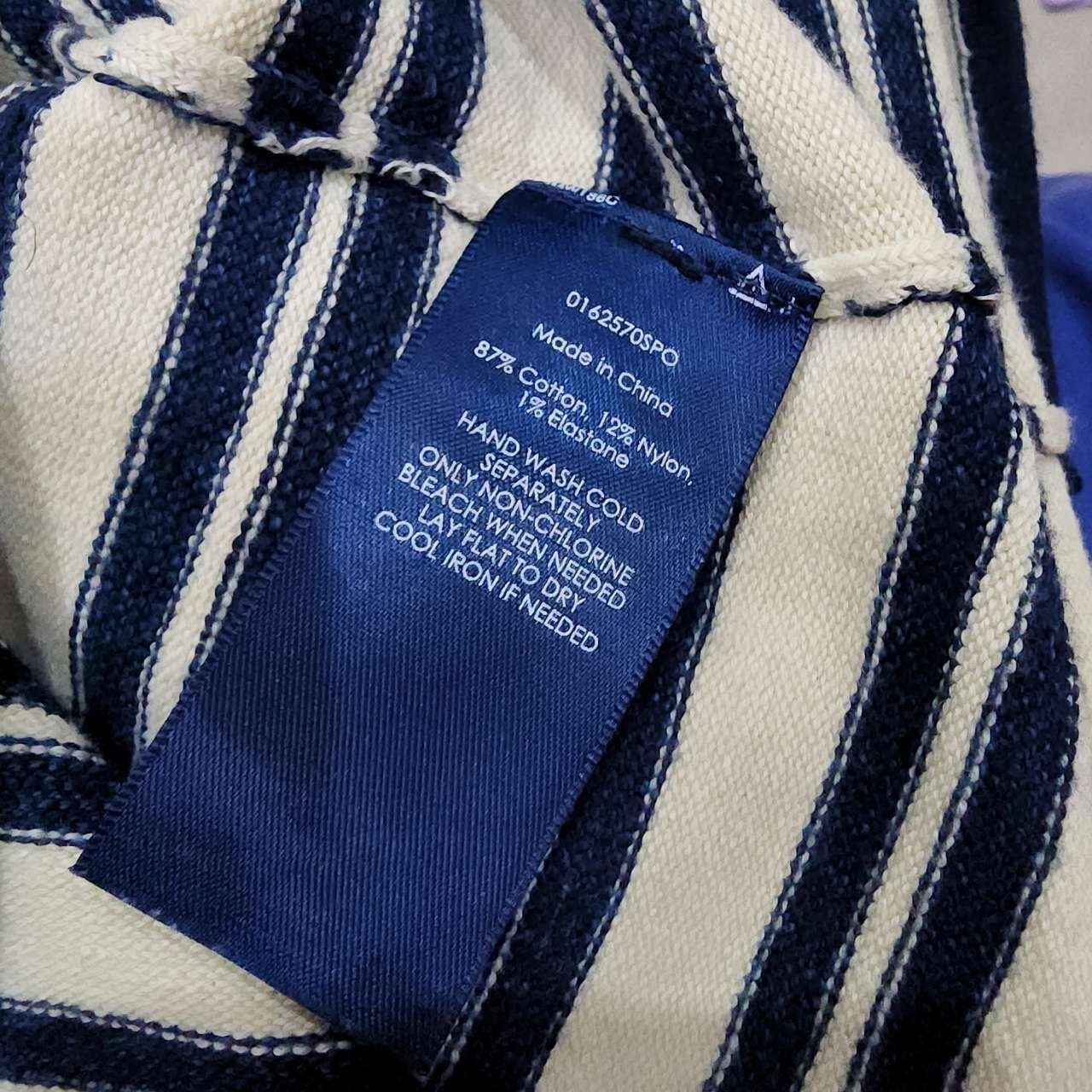 Ralph Lauren Navy & Cream Stripes Short Sleeve Blouse