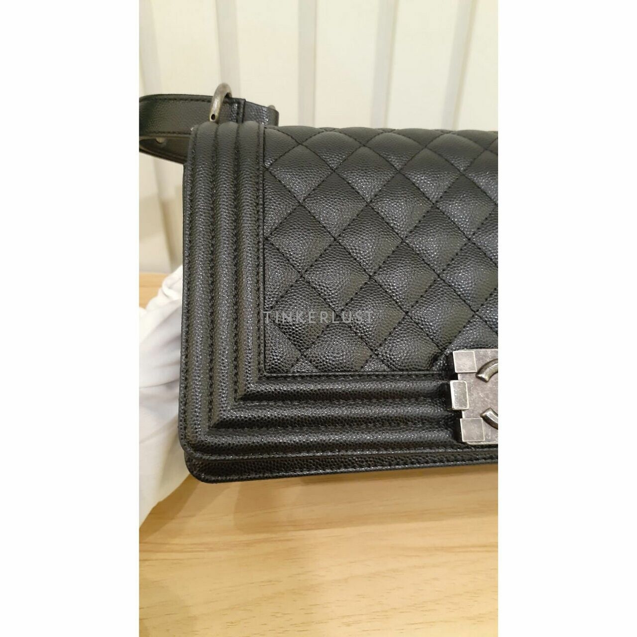 Chanel Boy Medium Caviar Black RHW Chip 2023