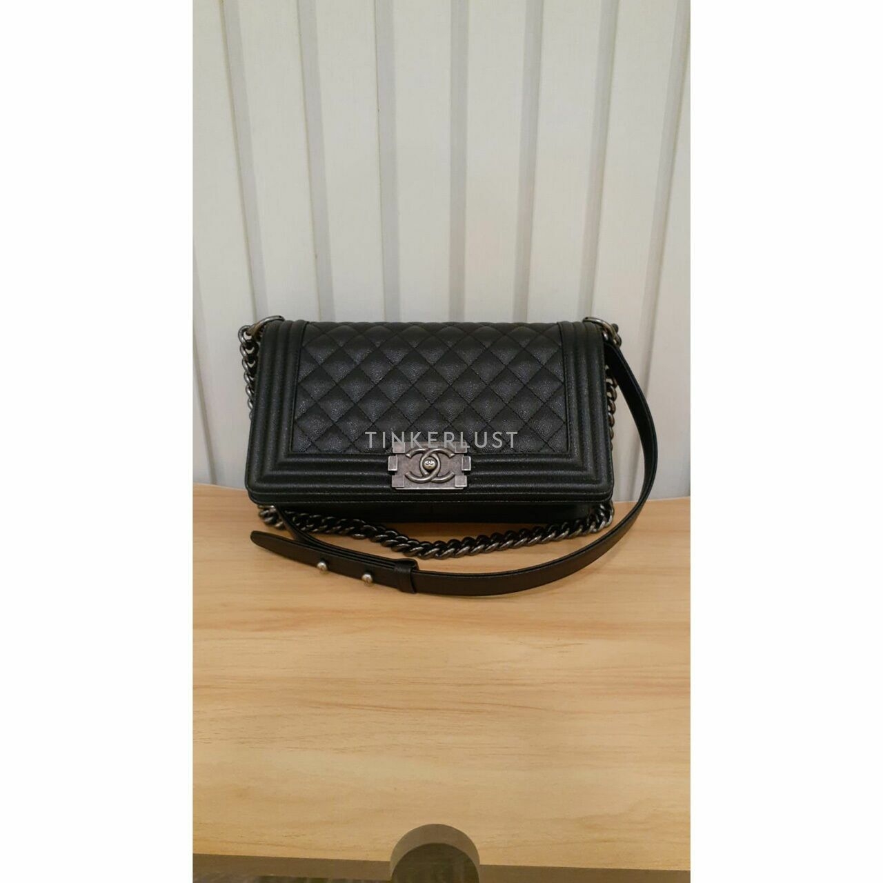 Chanel Boy Medium Caviar Black RHW Chip 2023