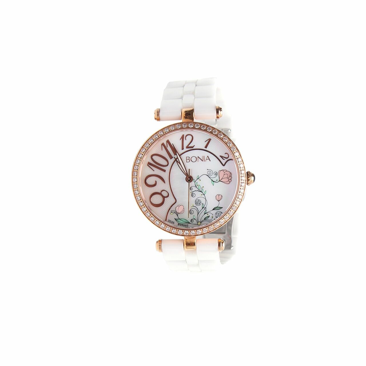 Bonia White Ceramic Flower Watch