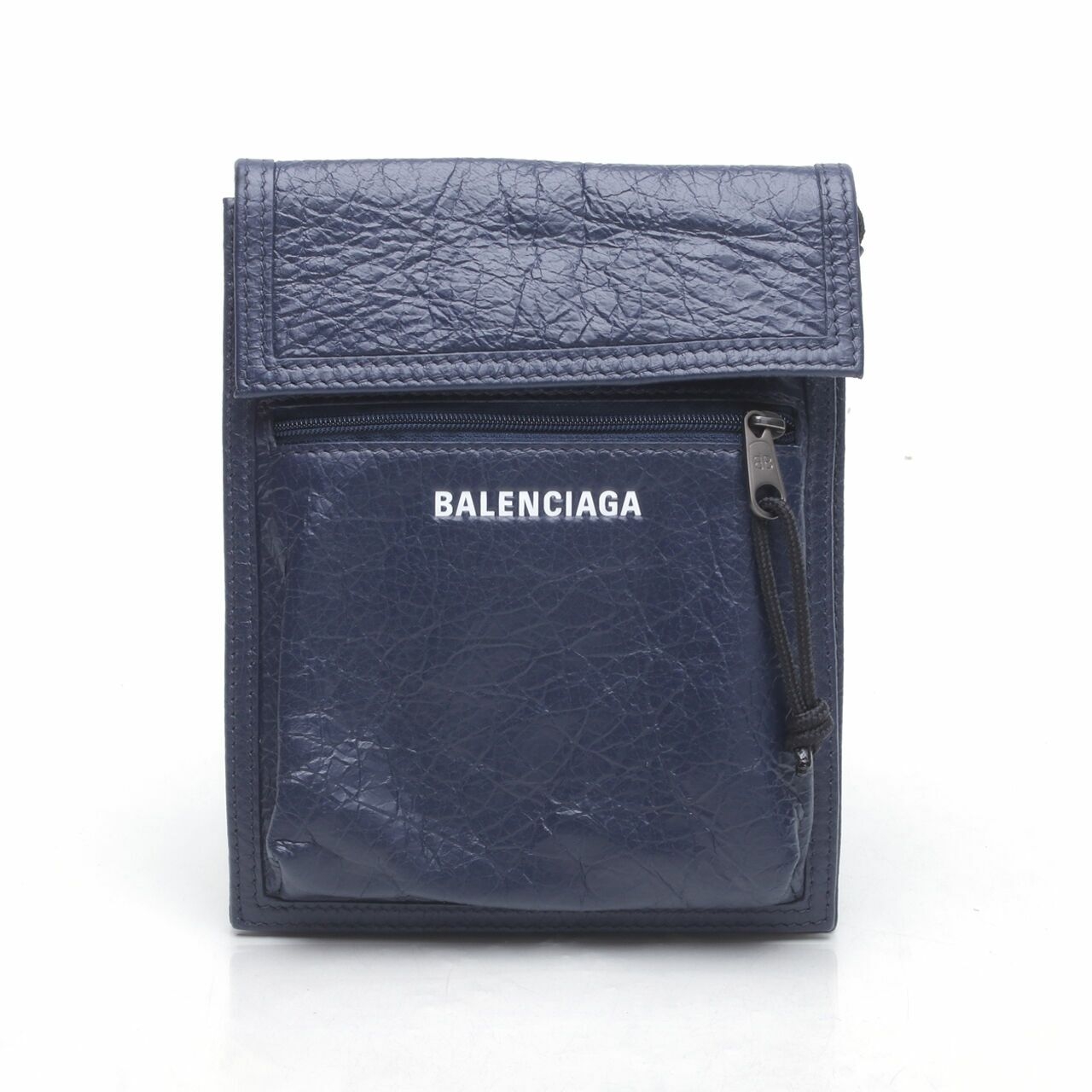 Balenciaga Agneau Arena Small Explorer Crossbody Pouch Navy