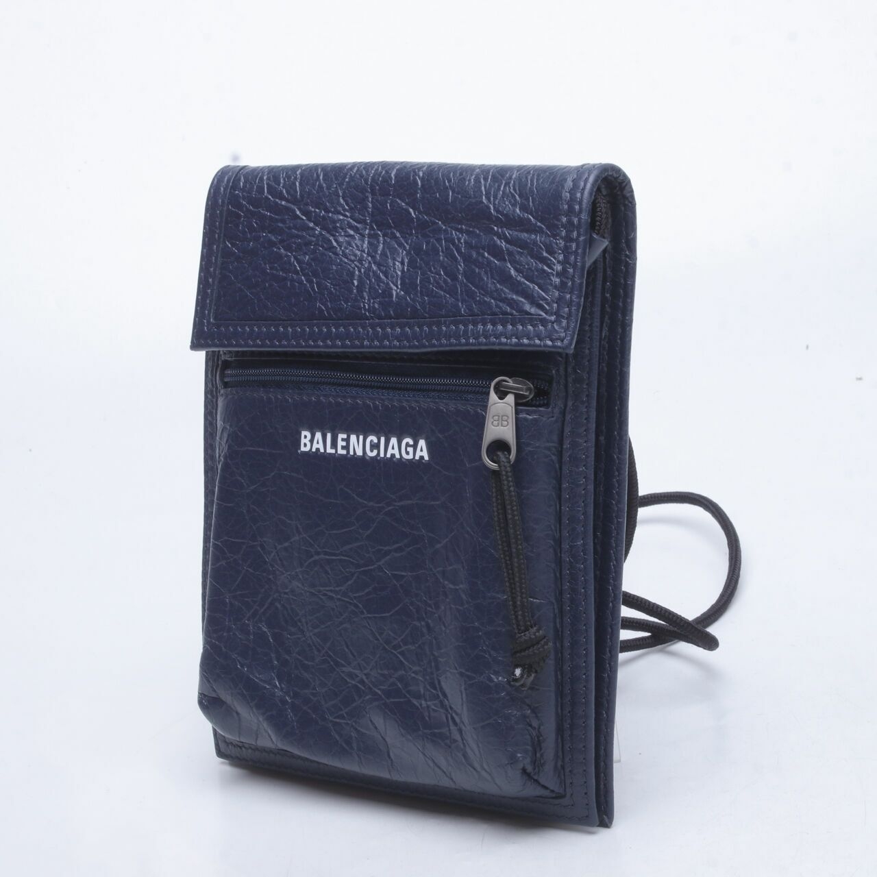 Balenciaga Agneau Arena Small Explorer Crossbody Pouch Navy