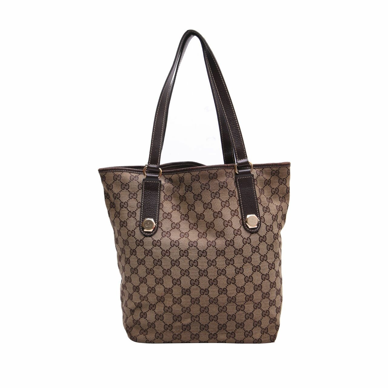 Gucci Dark Brown Monogram Canvas Tote Bag