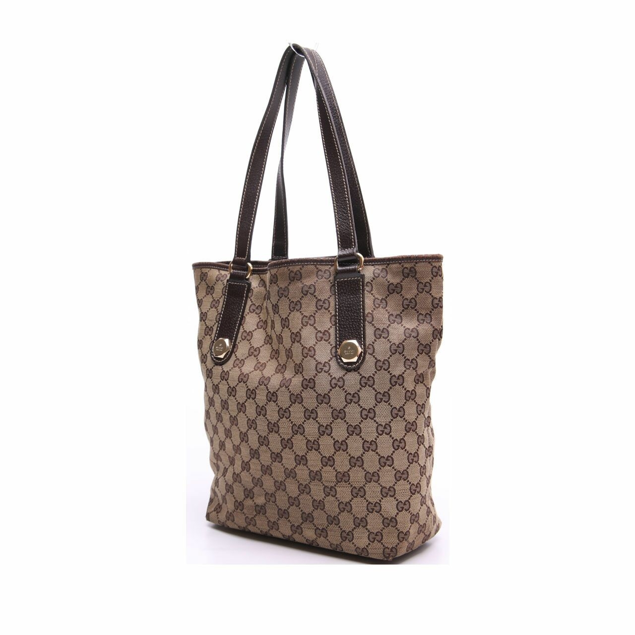 Gucci Dark Brown Monogram Canvas Tote Bag