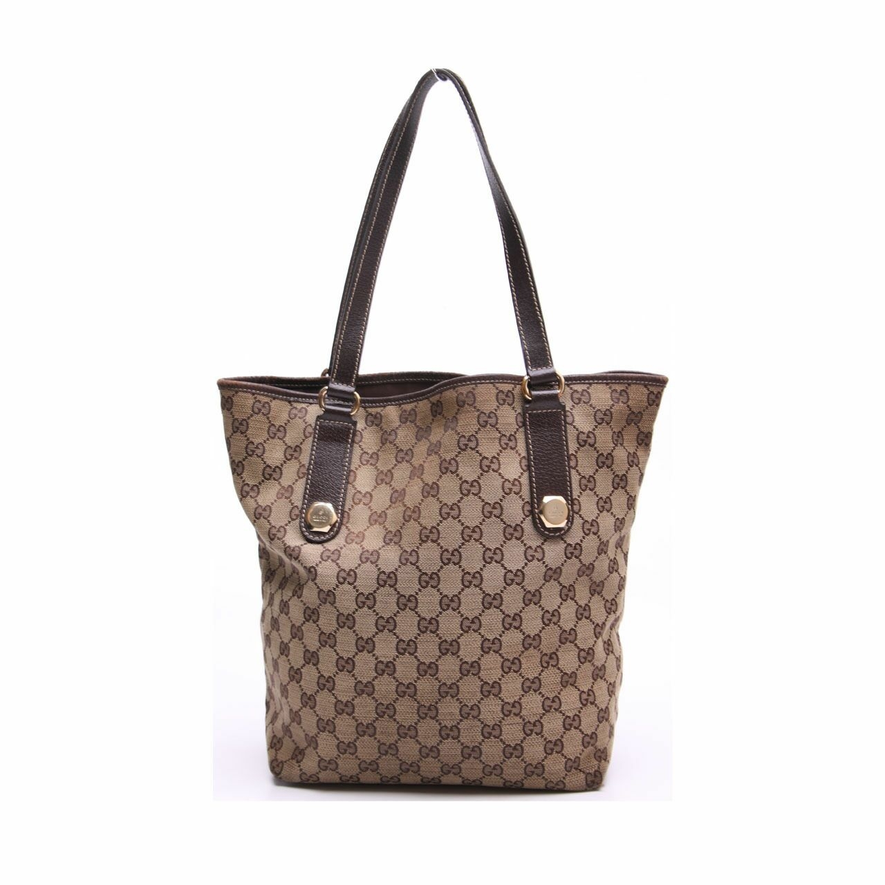 Gucci Dark Brown Monogram Canvas Tote Bag