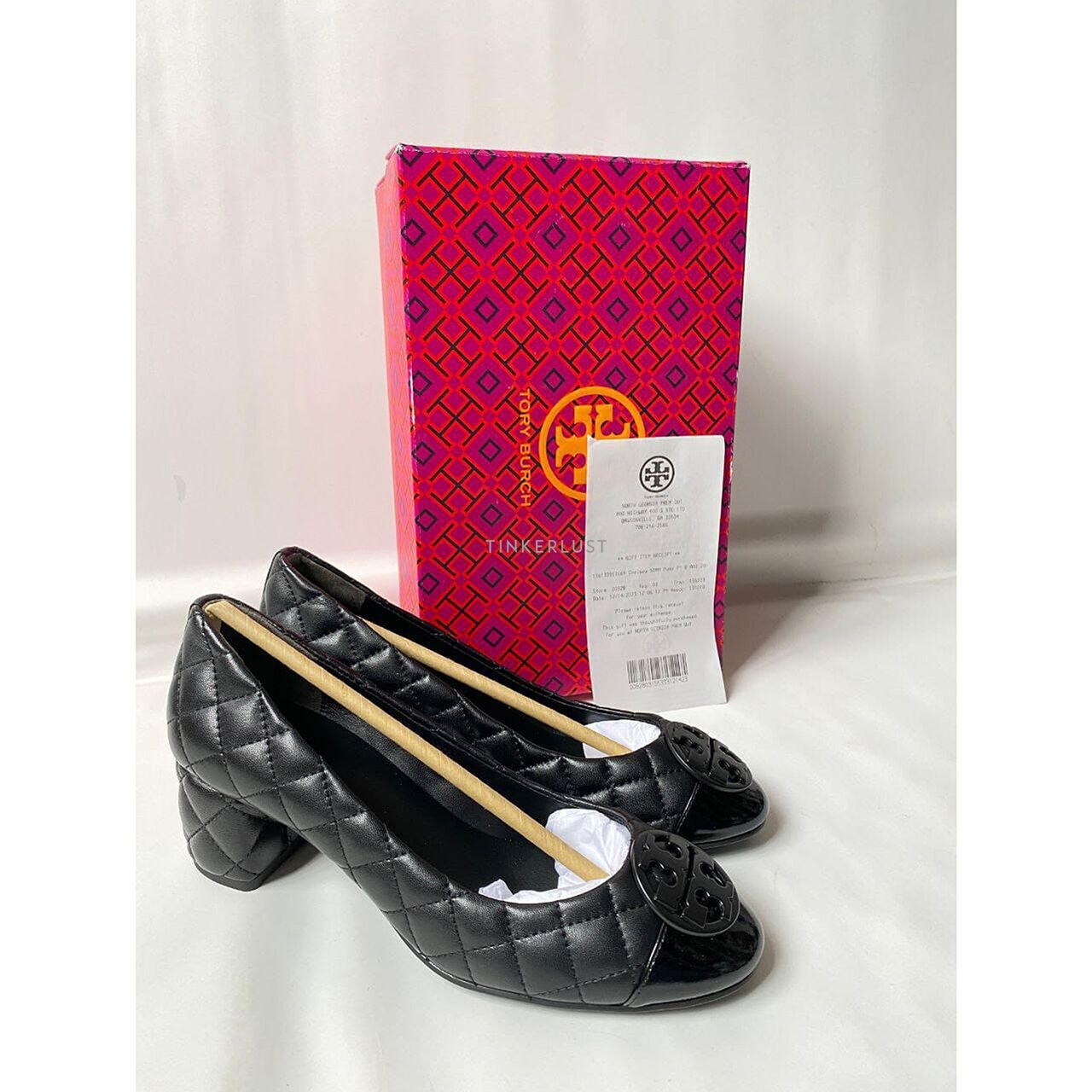 Tory Burch Chelsea 50mm Quilted Pump Nappa Leather Perfect Black Heels