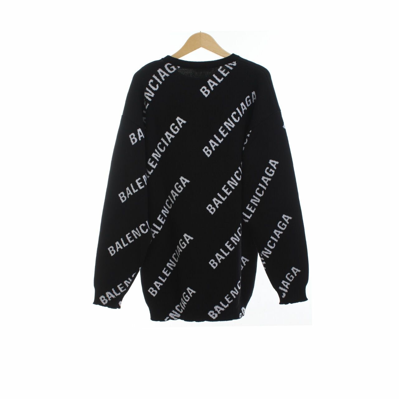 Balenciaga Wool Oversized All-over Logo in Black Sweatshirt 