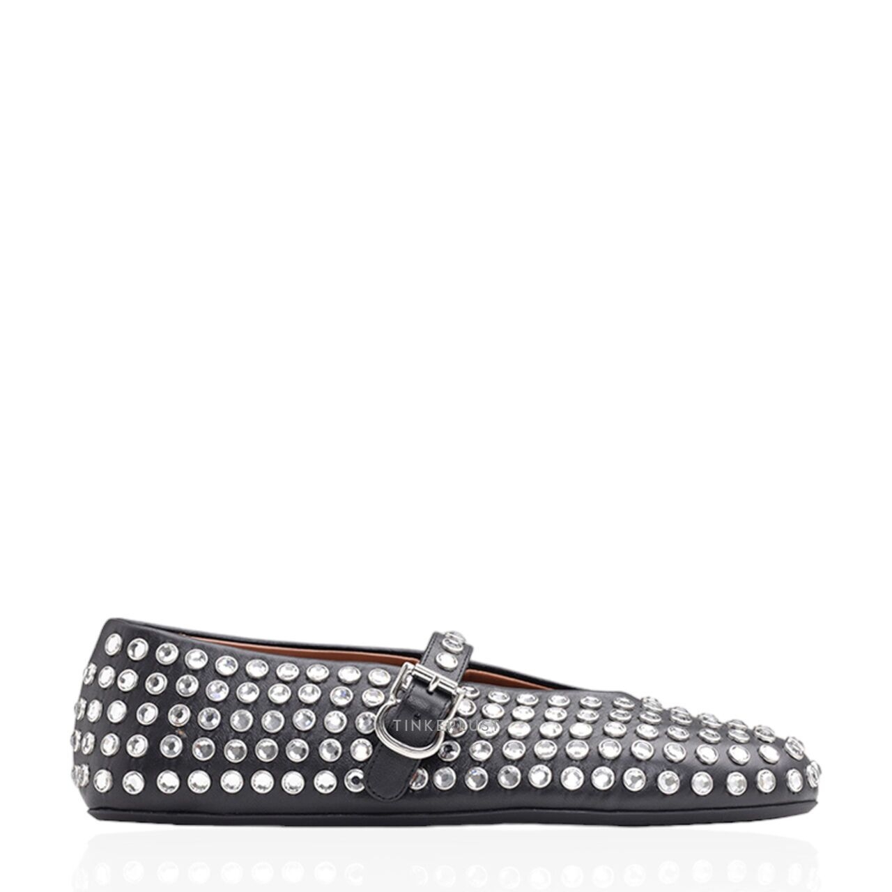 Alaia Strass Rhinestones Ballerina Black Lambskin Flats