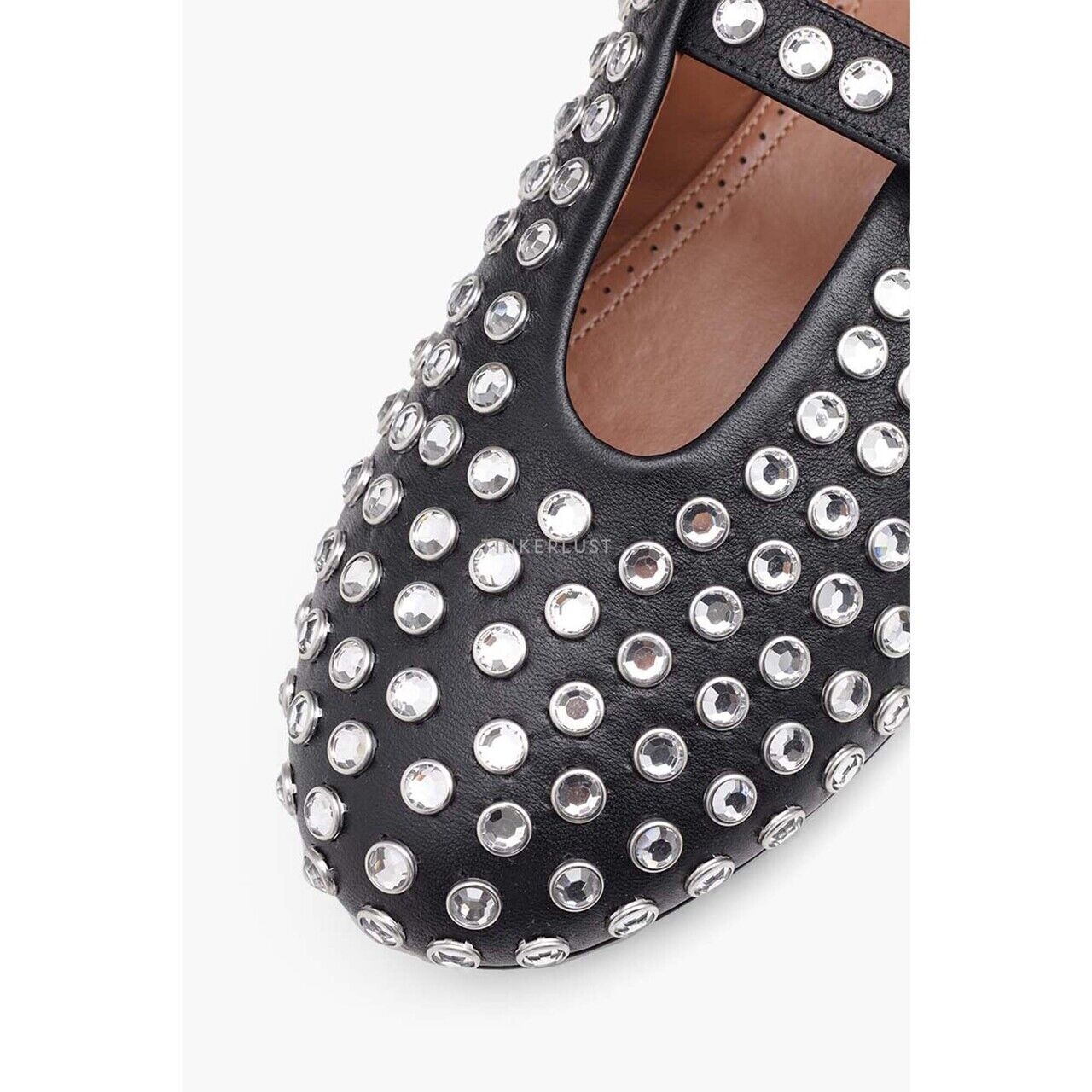 Alaia Strass Rhinestones Ballerina Black Lambskin Flats