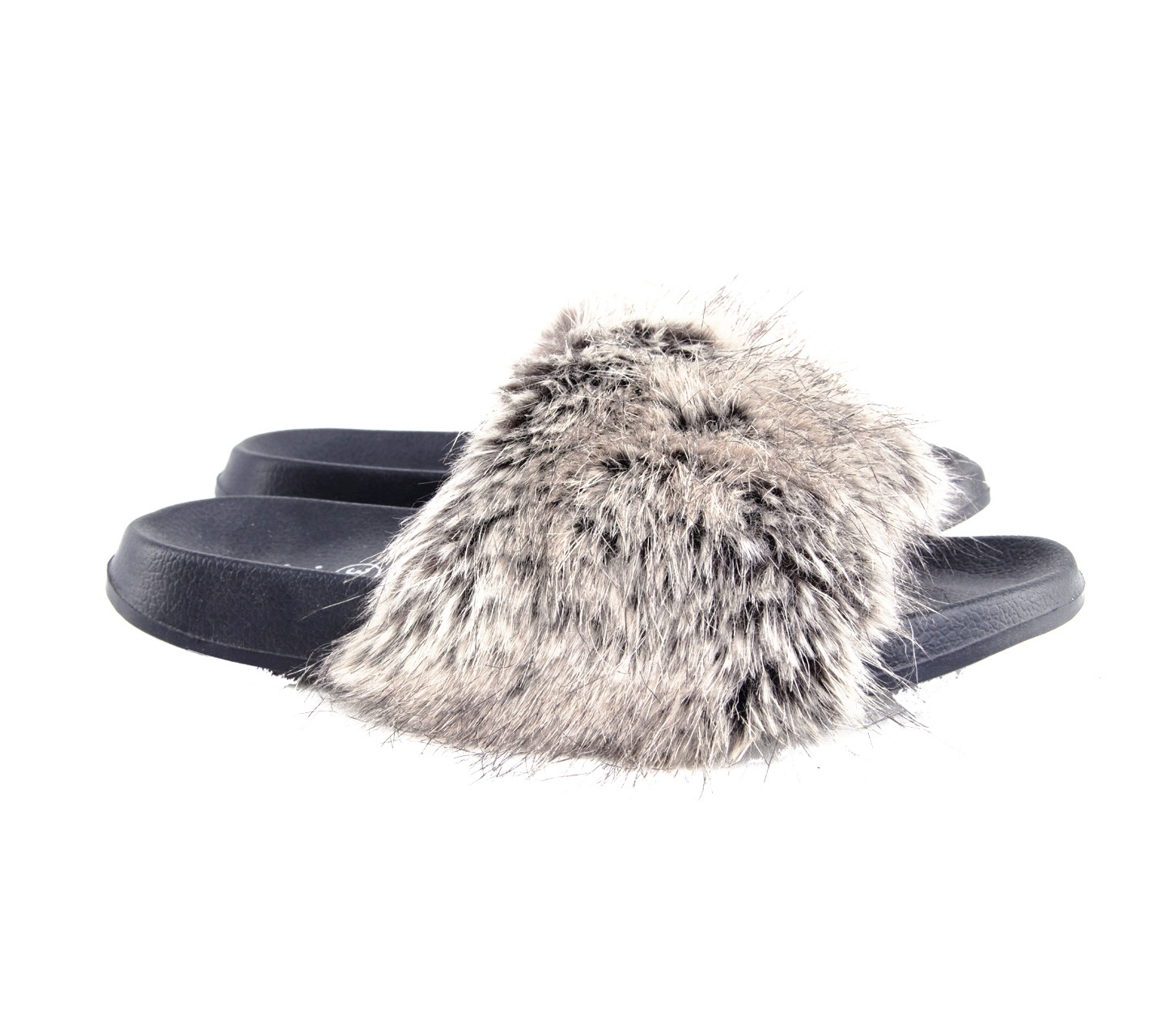 Rubi Black Fur Sandals