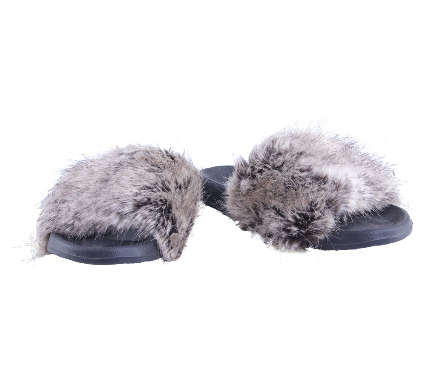 Rubi Black Fur Sandals