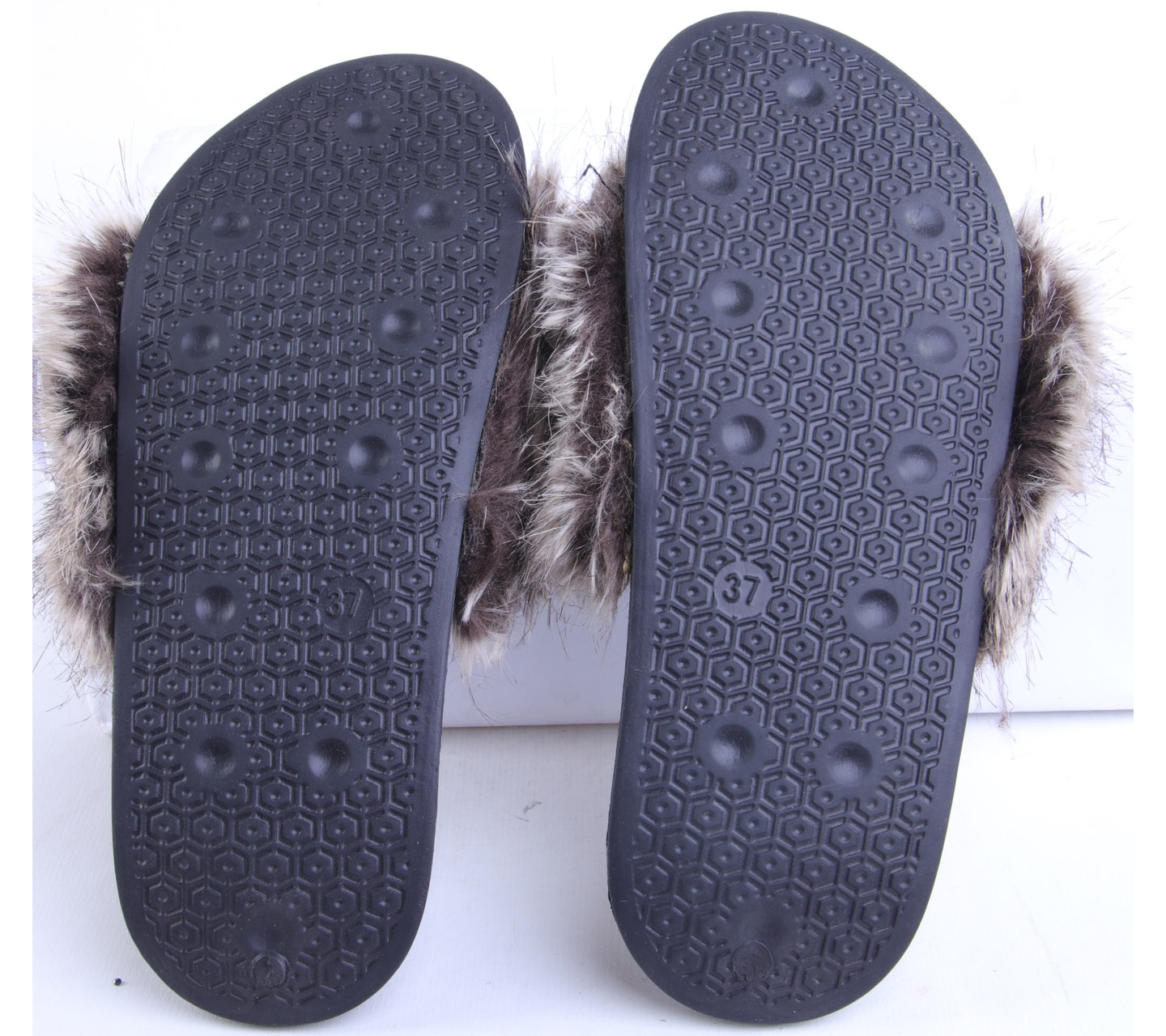 Rubi Black Fur Sandals