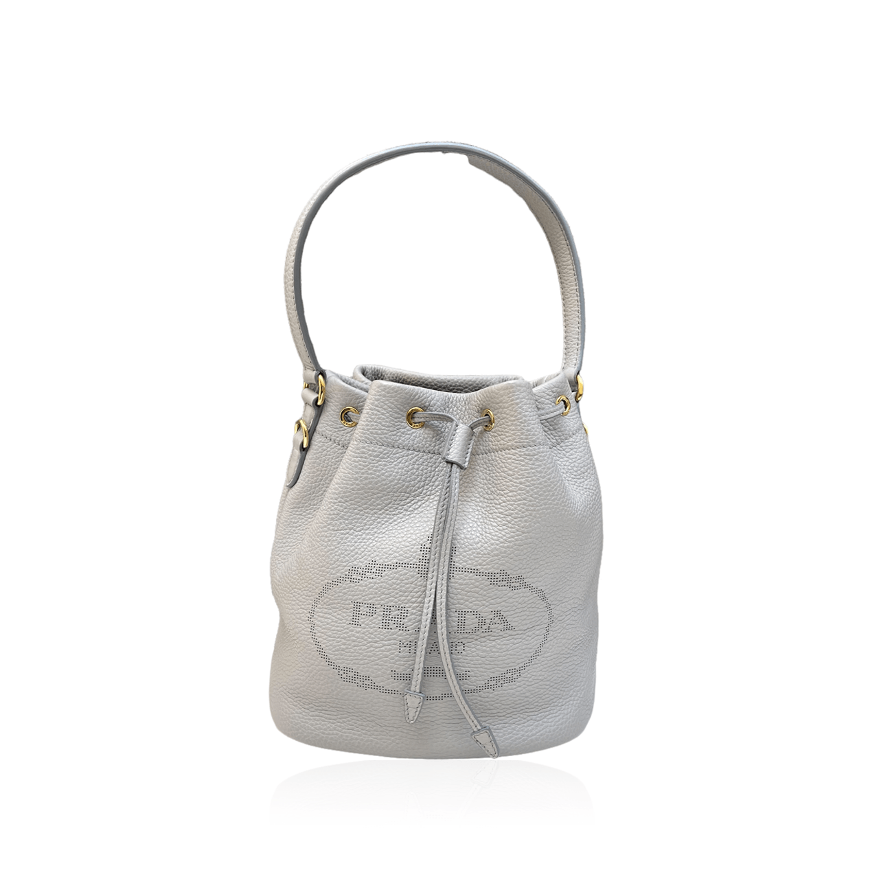 Prada Bucket Bag Vit Daino