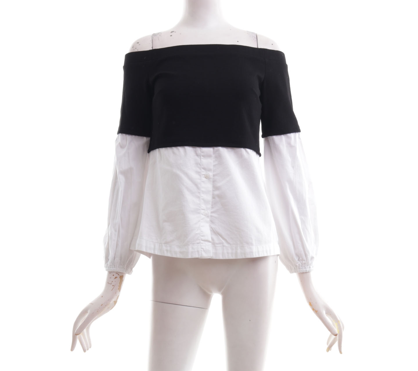 Forever New Black & White Bardot Blouse