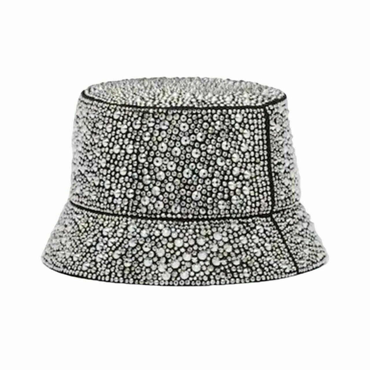 Crystal Bucket Hat Triangle Metal Logo Metal