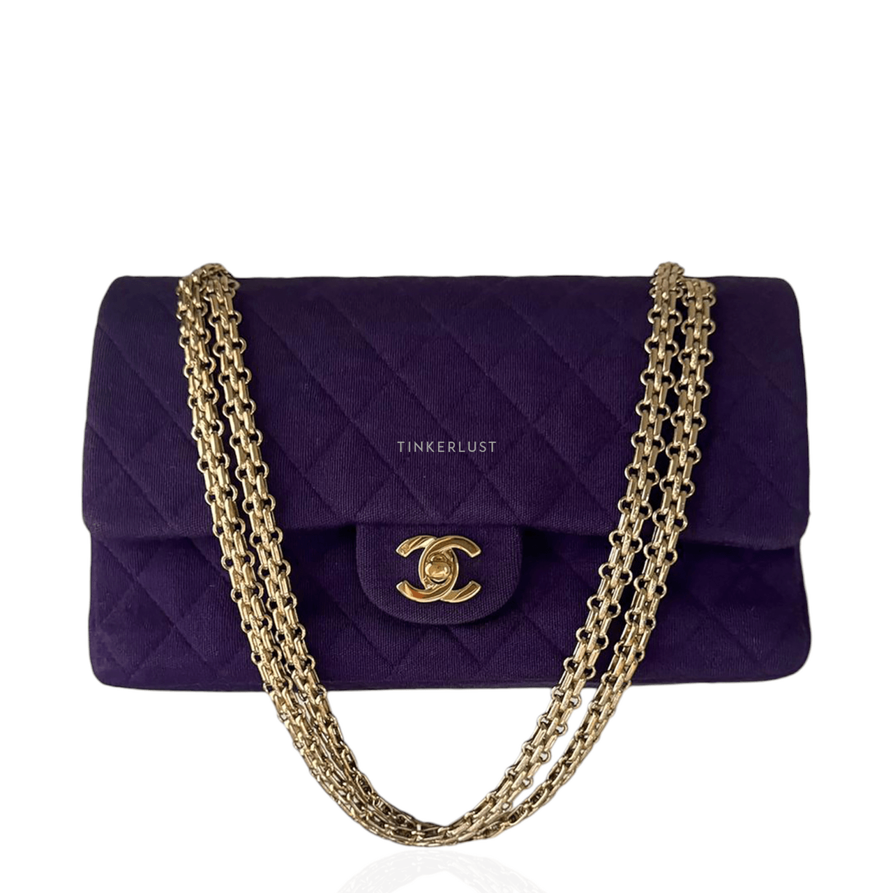 Chanel Medium Purple Jersey Double Flap GHW #6 Shoulder Bag