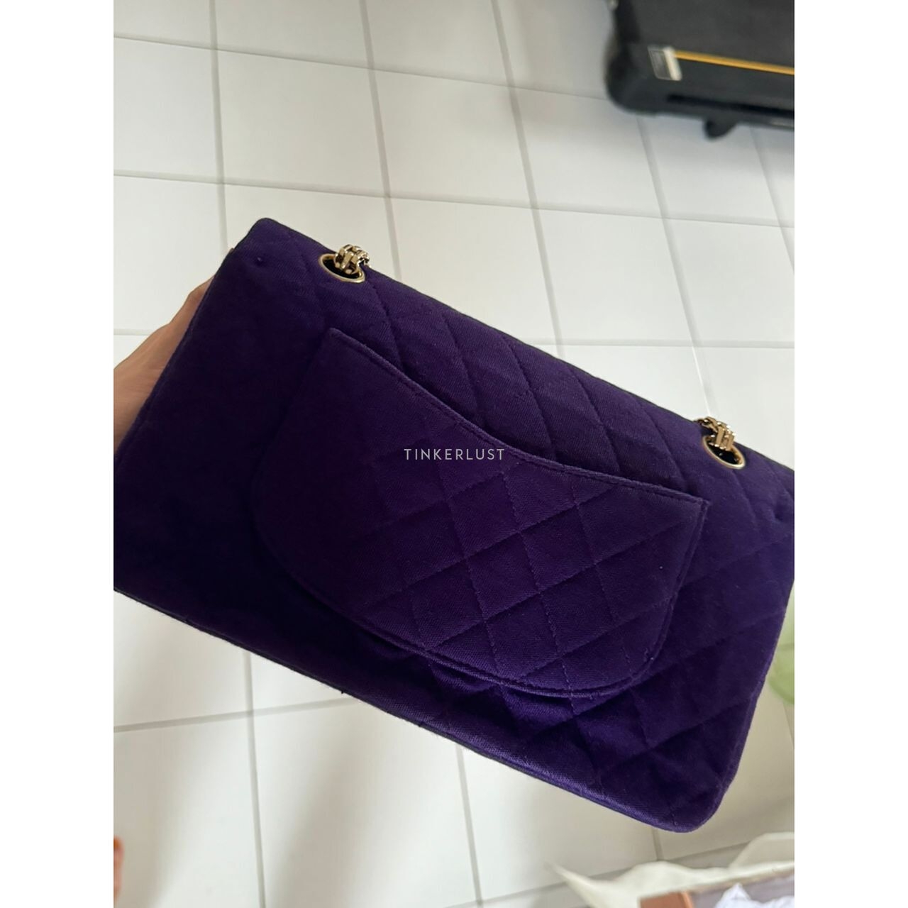 Chanel Medium Purple Jersey Double Flap GHW #6 Shoulder Bag