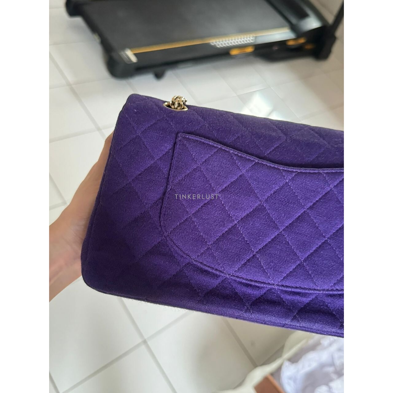 Chanel Medium Purple Jersey Double Flap GHW #6 Shoulder Bag