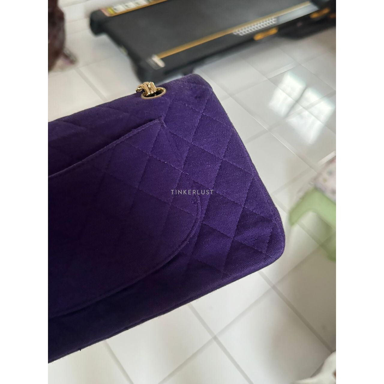 Chanel Medium Purple Jersey Double Flap GHW #6 Shoulder Bag