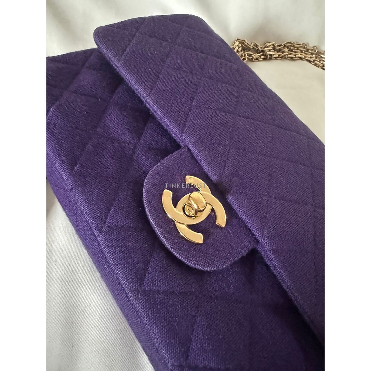 Chanel Medium Purple Jersey Double Flap GHW #6 Shoulder Bag