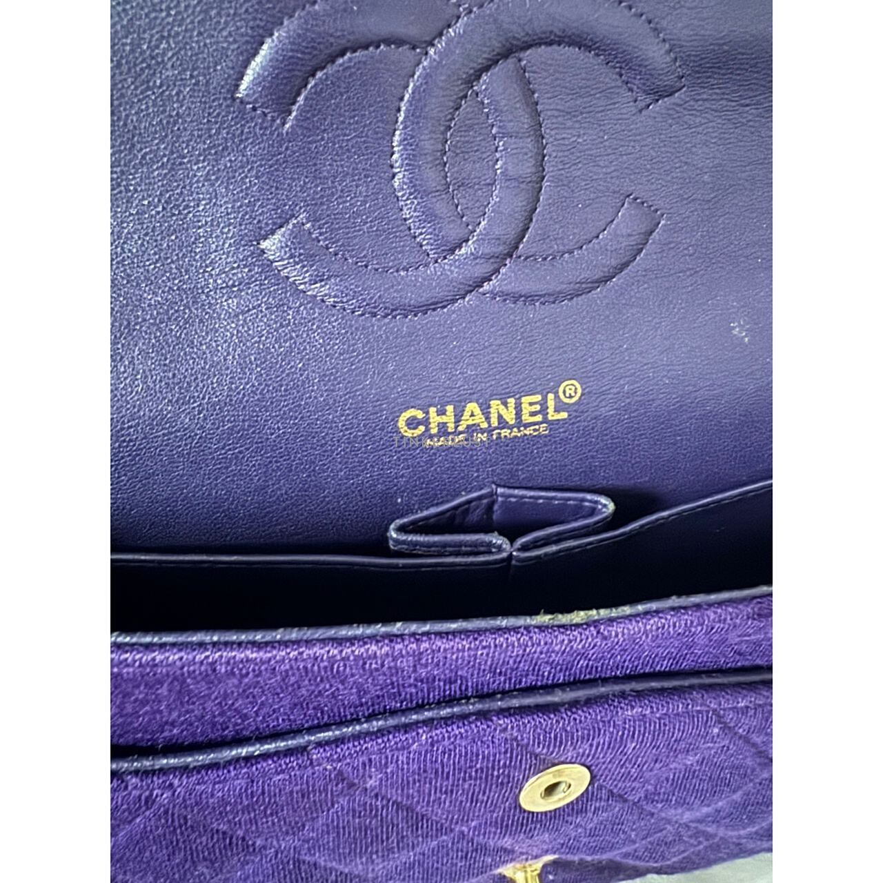 Chanel Medium Purple Jersey Double Flap GHW #6 Shoulder Bag