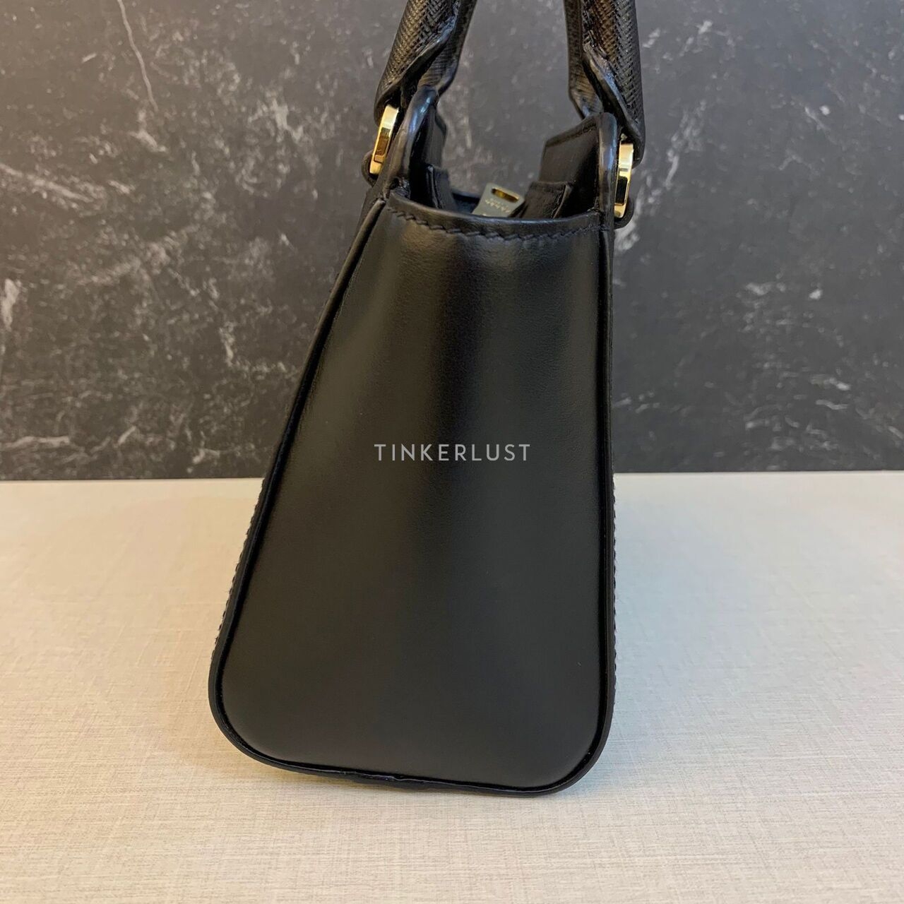 Prada 1BA380 Mini Galleria Saffiano Black GHW Satchel