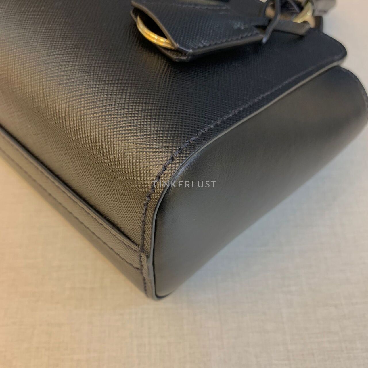 Prada 1BA380 Mini Galleria Saffiano Black GHW Satchel