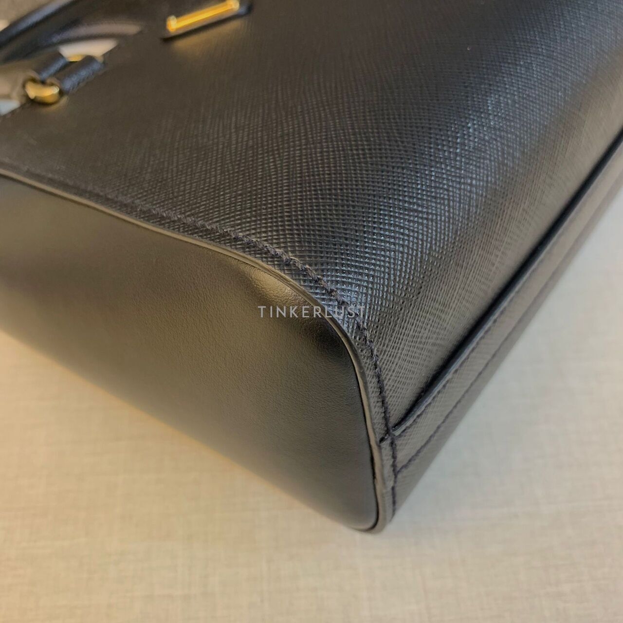 Prada 1BA380 Mini Galleria Saffiano Black GHW Satchel