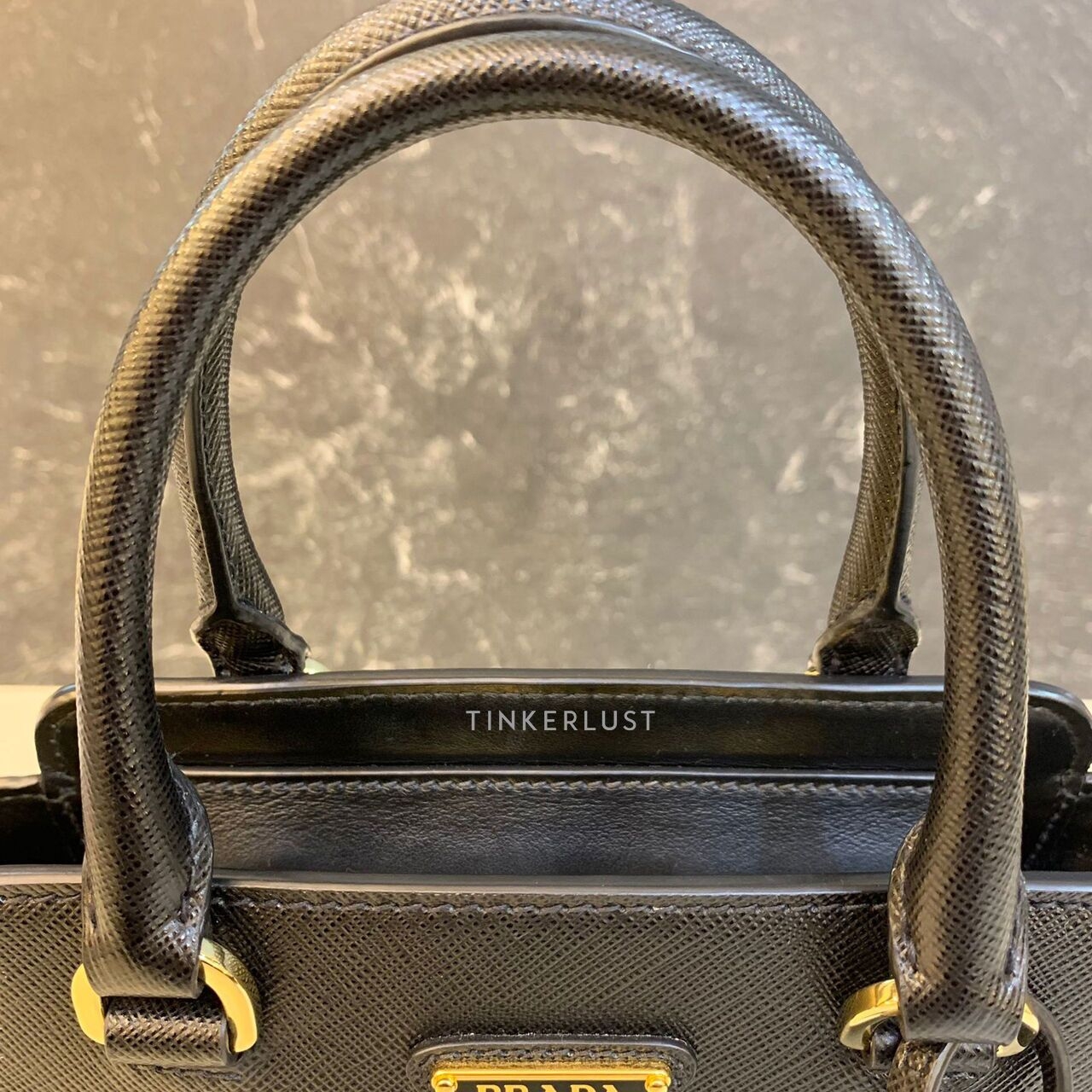 Prada 1BA380 Mini Galleria Saffiano Black GHW Satchel