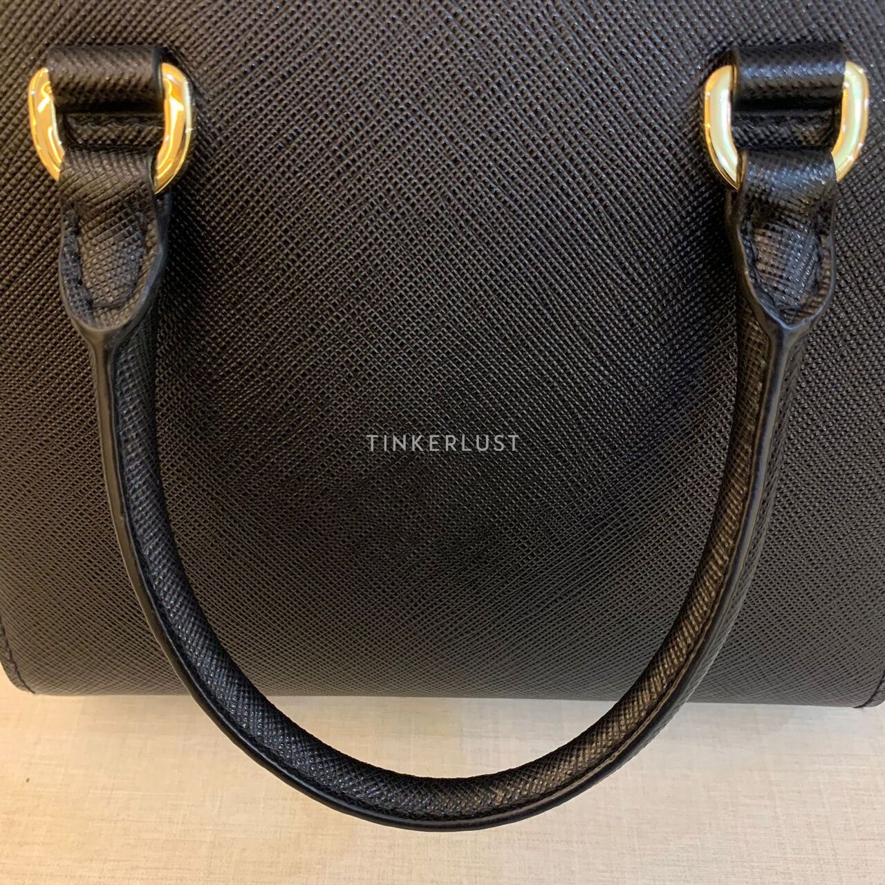 Prada 1BA380 Mini Galleria Saffiano Black GHW Satchel