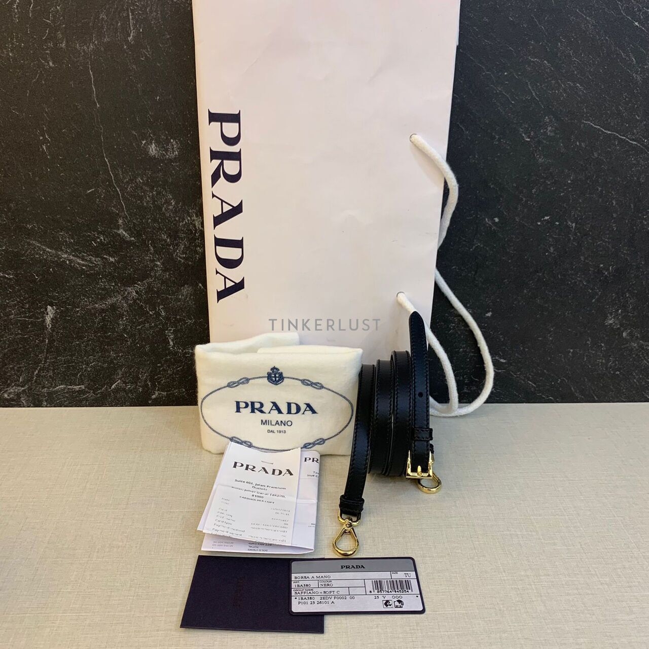 Prada 1BA380 Mini Galleria Saffiano Black GHW Satchel