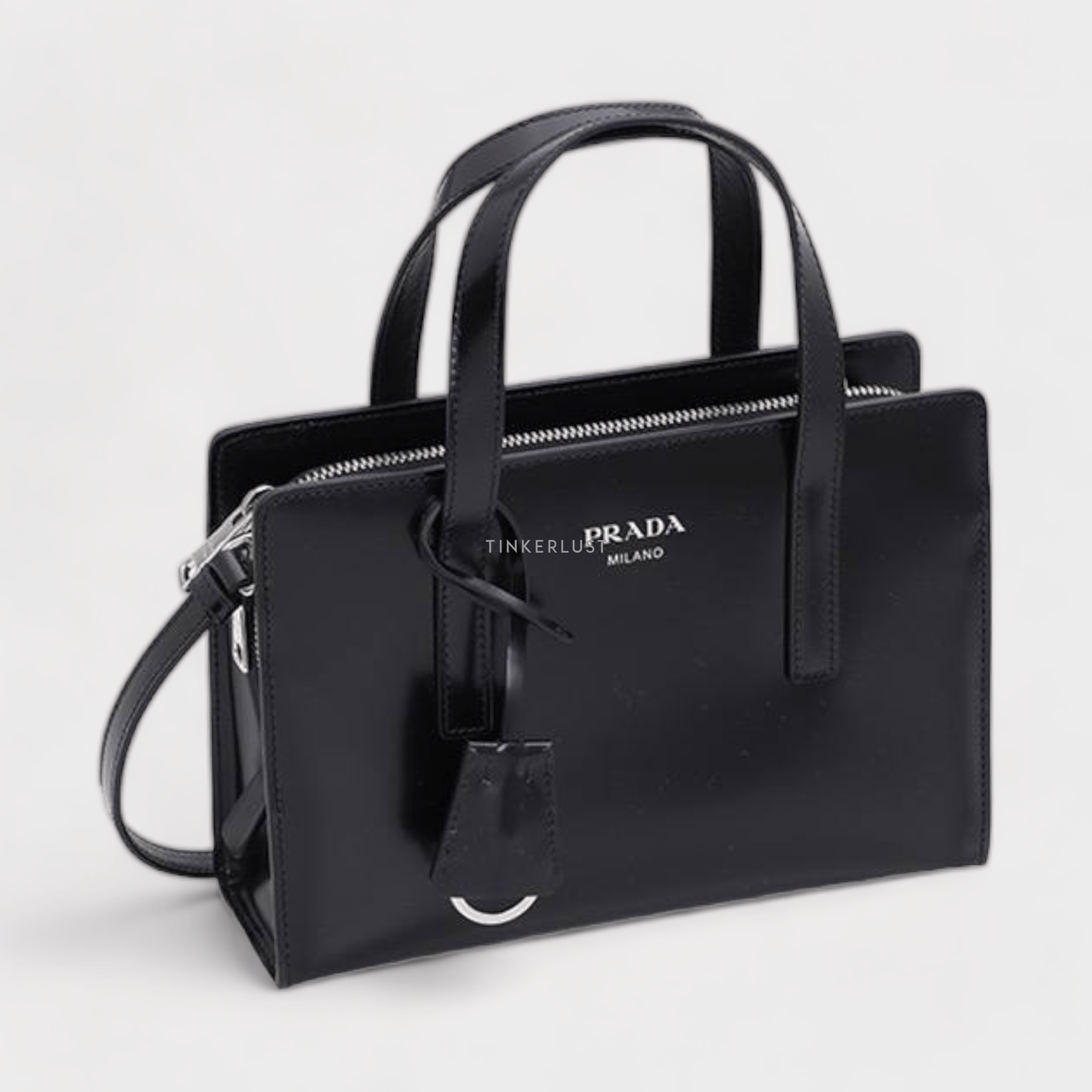 Prada Mini Re-Edition 1995 in Black Brushed Leather Handbag 