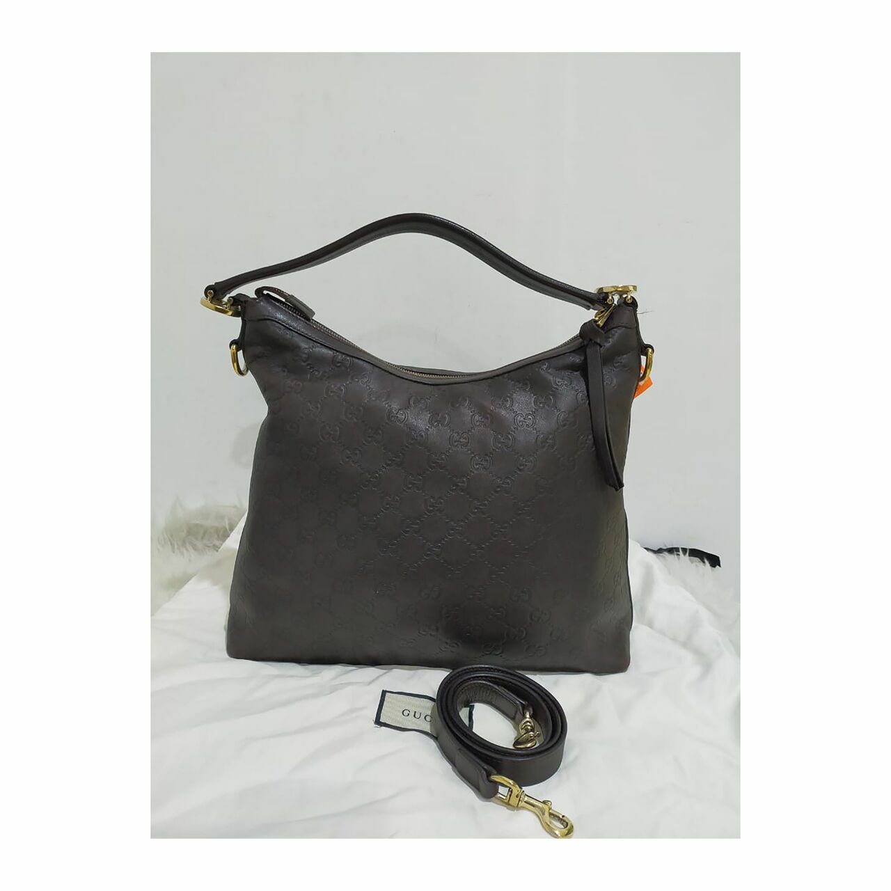 Gucci Brown Leather Hobo Shoulder Bag