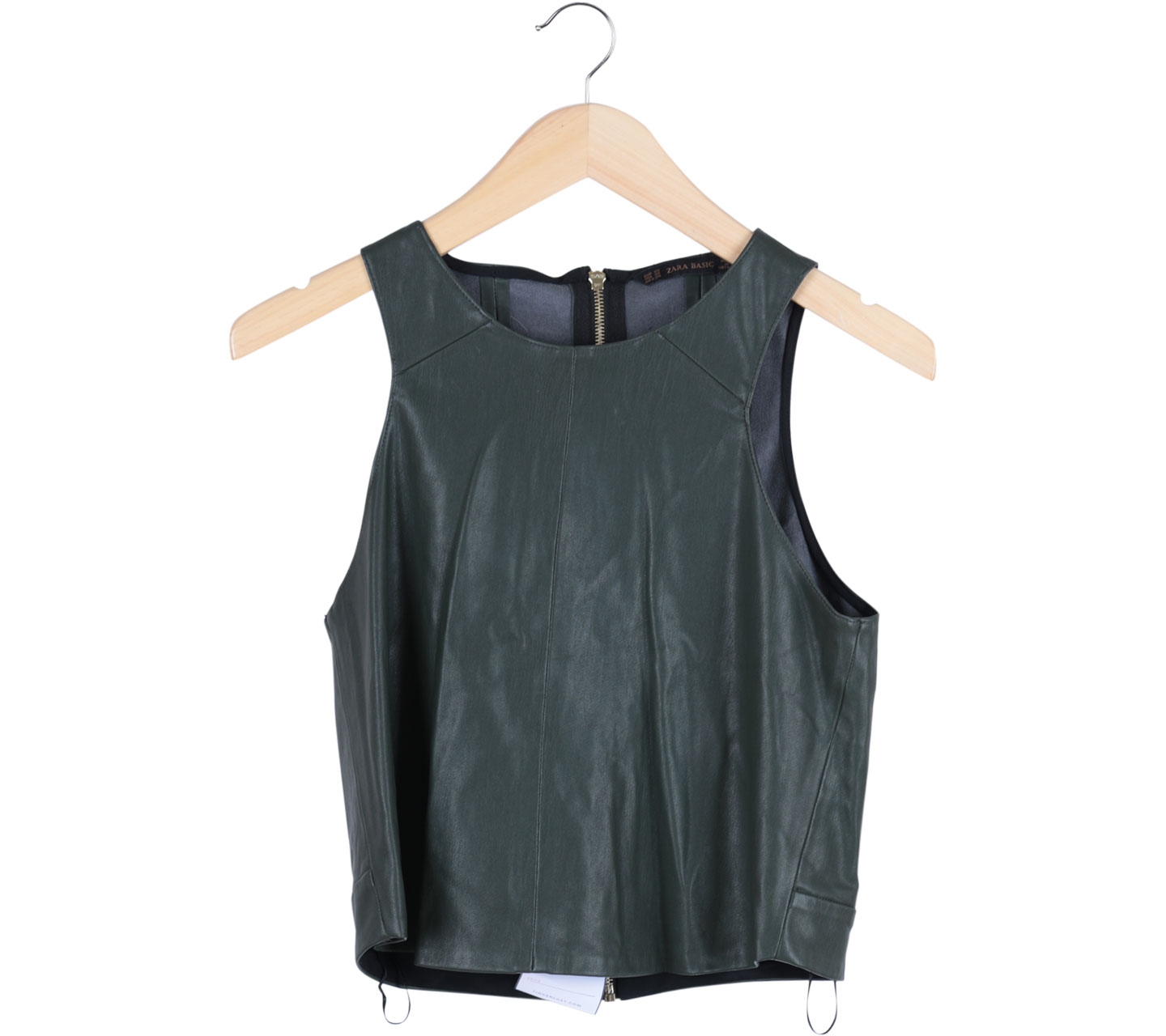 Zara Green Sleeveless Leather Blouse