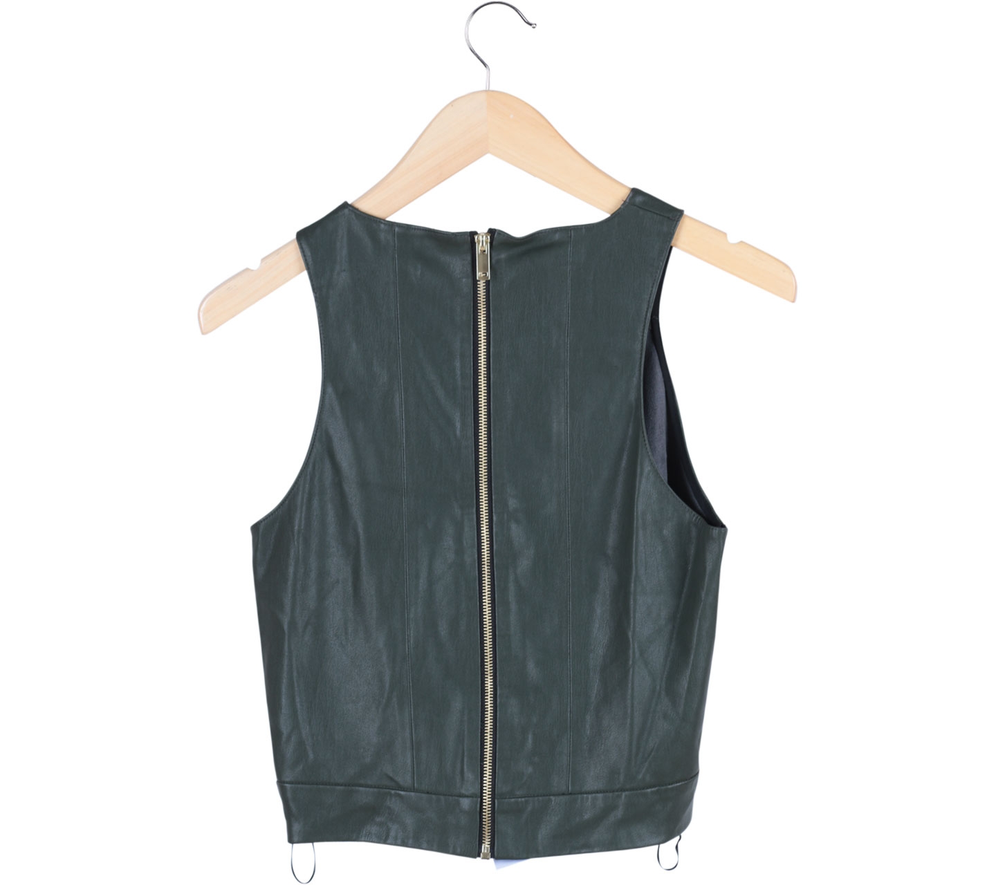 Zara Green Sleeveless Leather Blouse