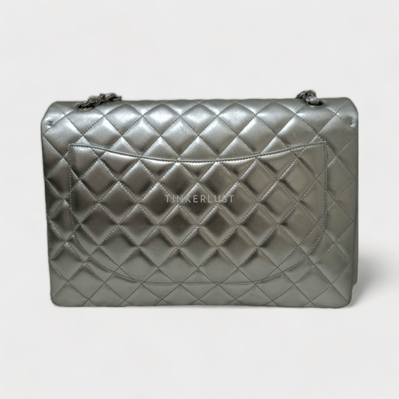 Chanel Maxi Silver Lambskin #14 SHW Shoulder Bag