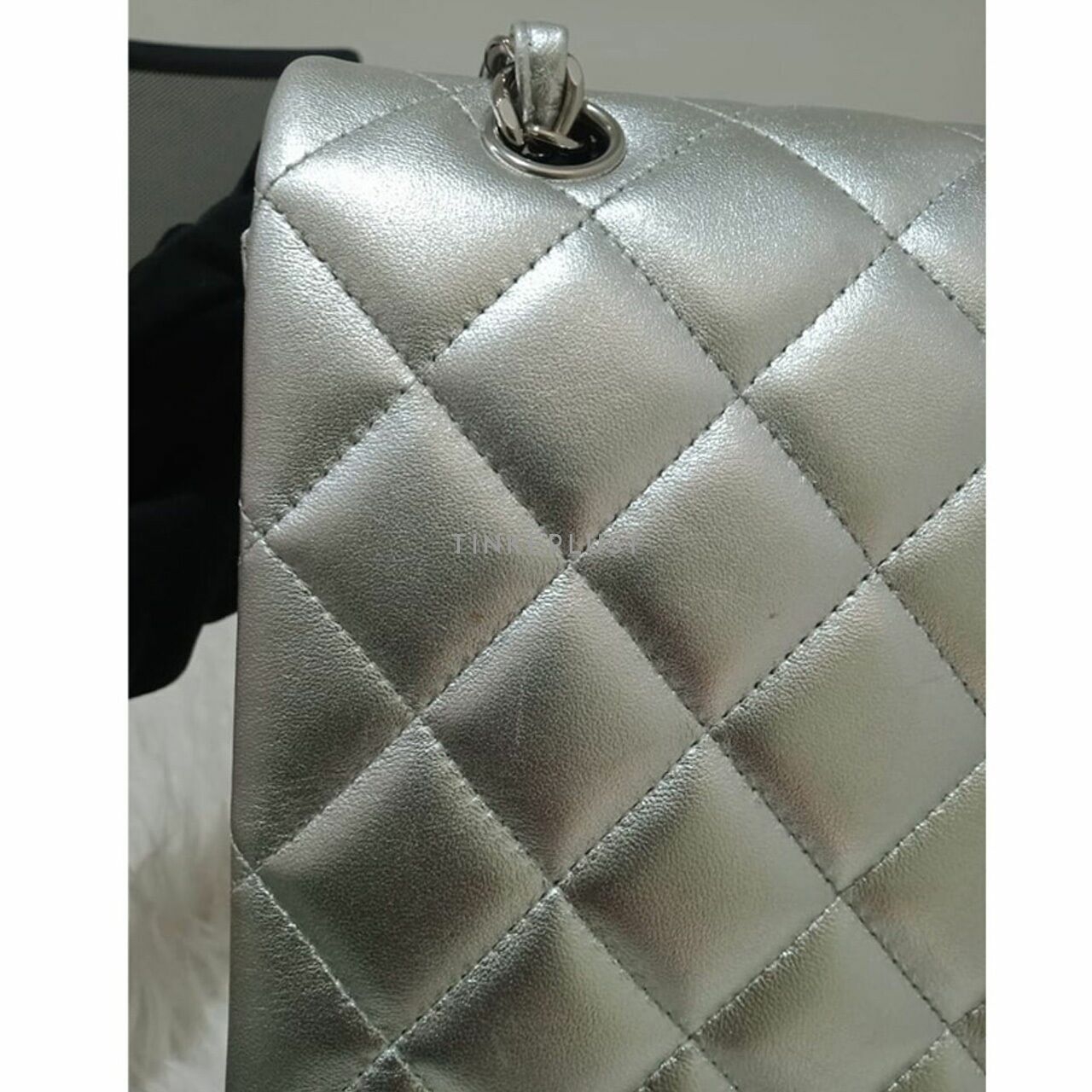 Chanel Maxi Silver Lambskin #14 SHW Shoulder Bag