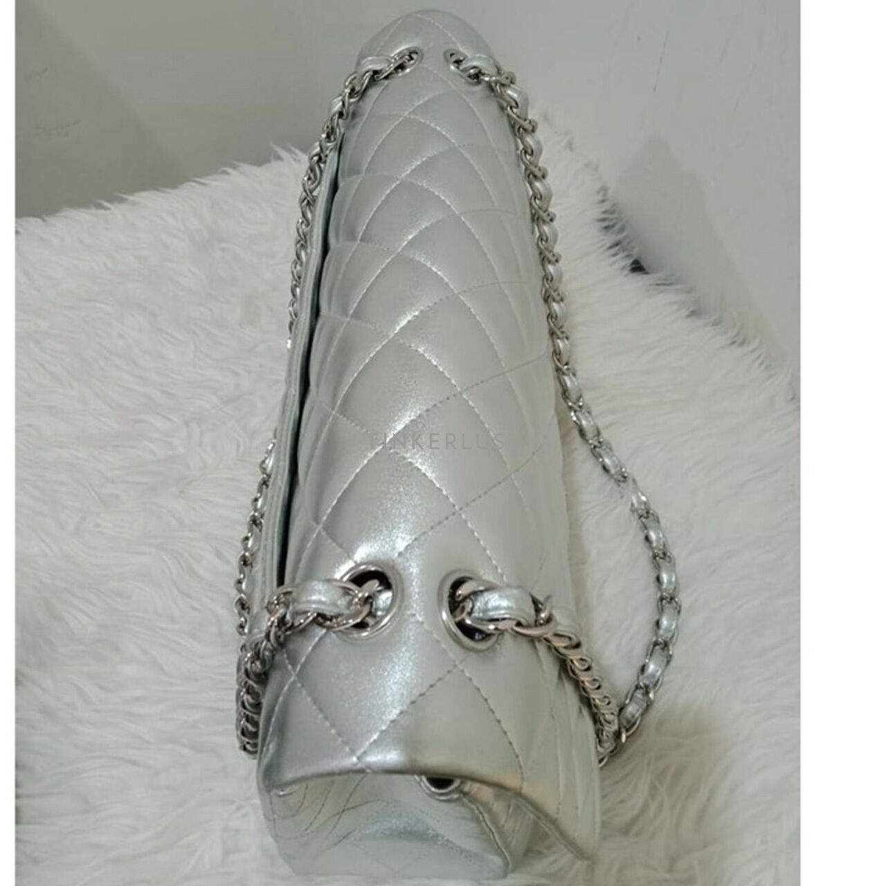 Chanel Maxi Silver Lambskin #14 SHW Shoulder Bag