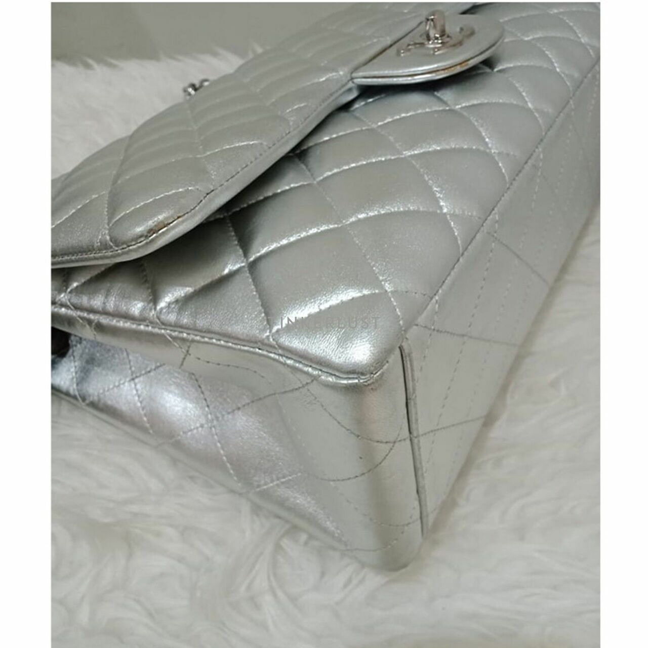 Chanel Maxi Silver Lambskin #14 SHW Shoulder Bag