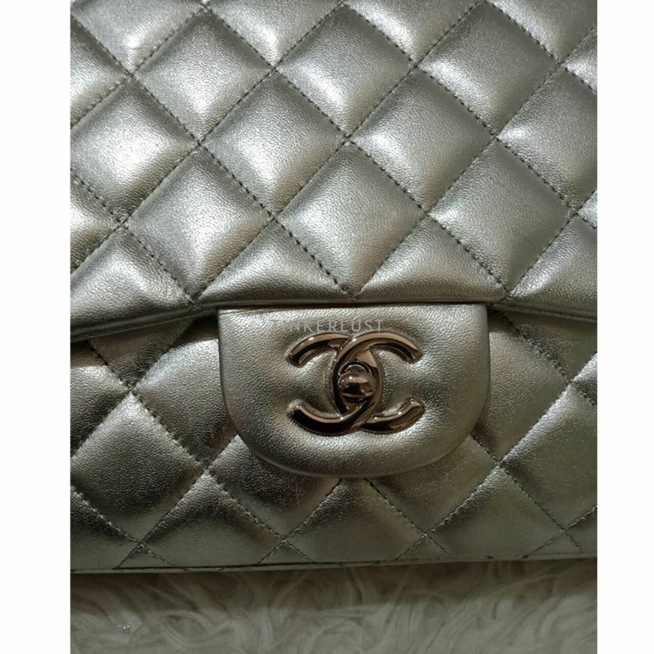 Chanel Maxi Silver Lambskin #14 SHW Shoulder Bag