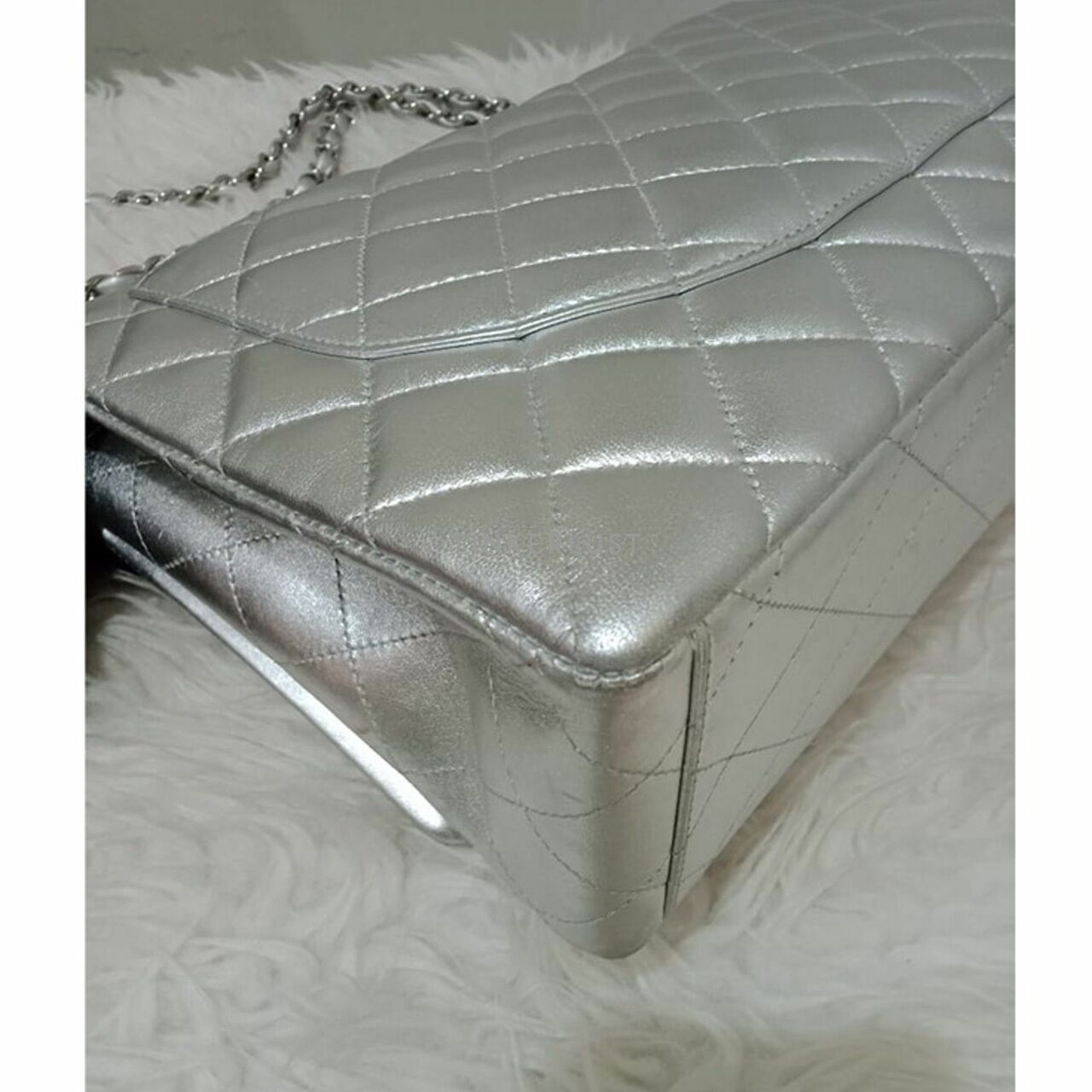 Chanel Maxi Silver Lambskin #14 SHW Shoulder Bag