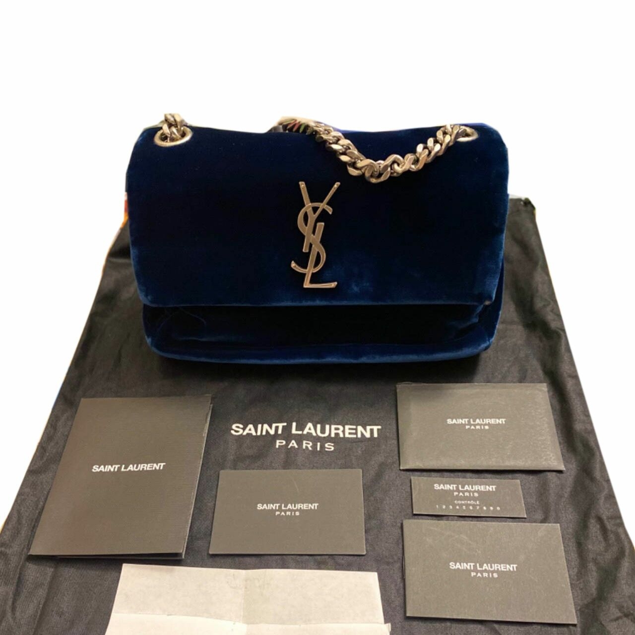 Yves Saint Laurent Blue Velvet Kate Sling Bag