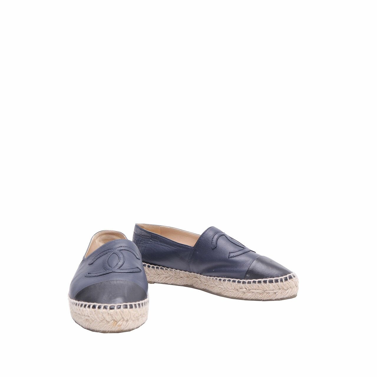 Chanel Navy/Black Espadrille Flat Shoes