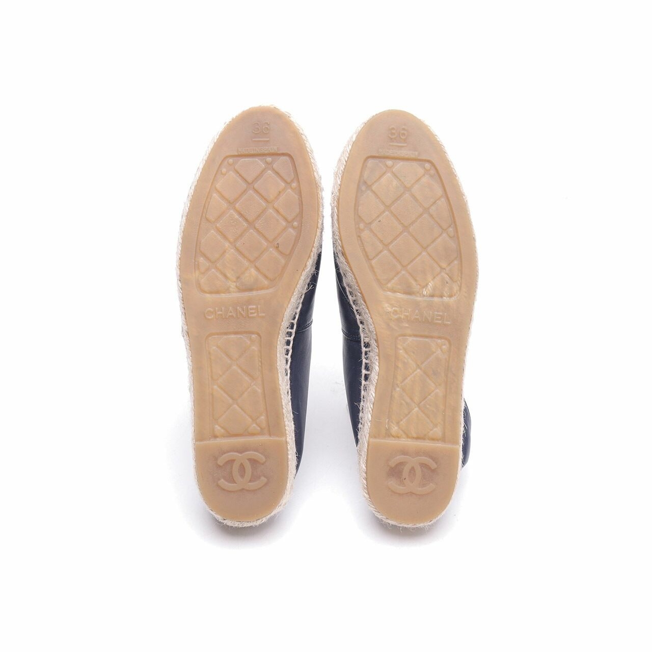 Chanel Navy/Black Espadrille Flat Shoes